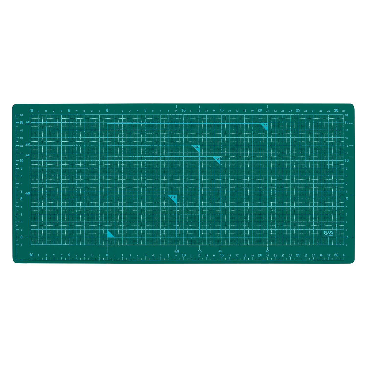 ◆商品名：PLUS(プラス) プラス カッターマット 両面 A4ワイド 210×450mm グリーン 48-577説明●机上での作業性を考慮したワイドサイズ（210×450mm）。●PCキーボードサイ