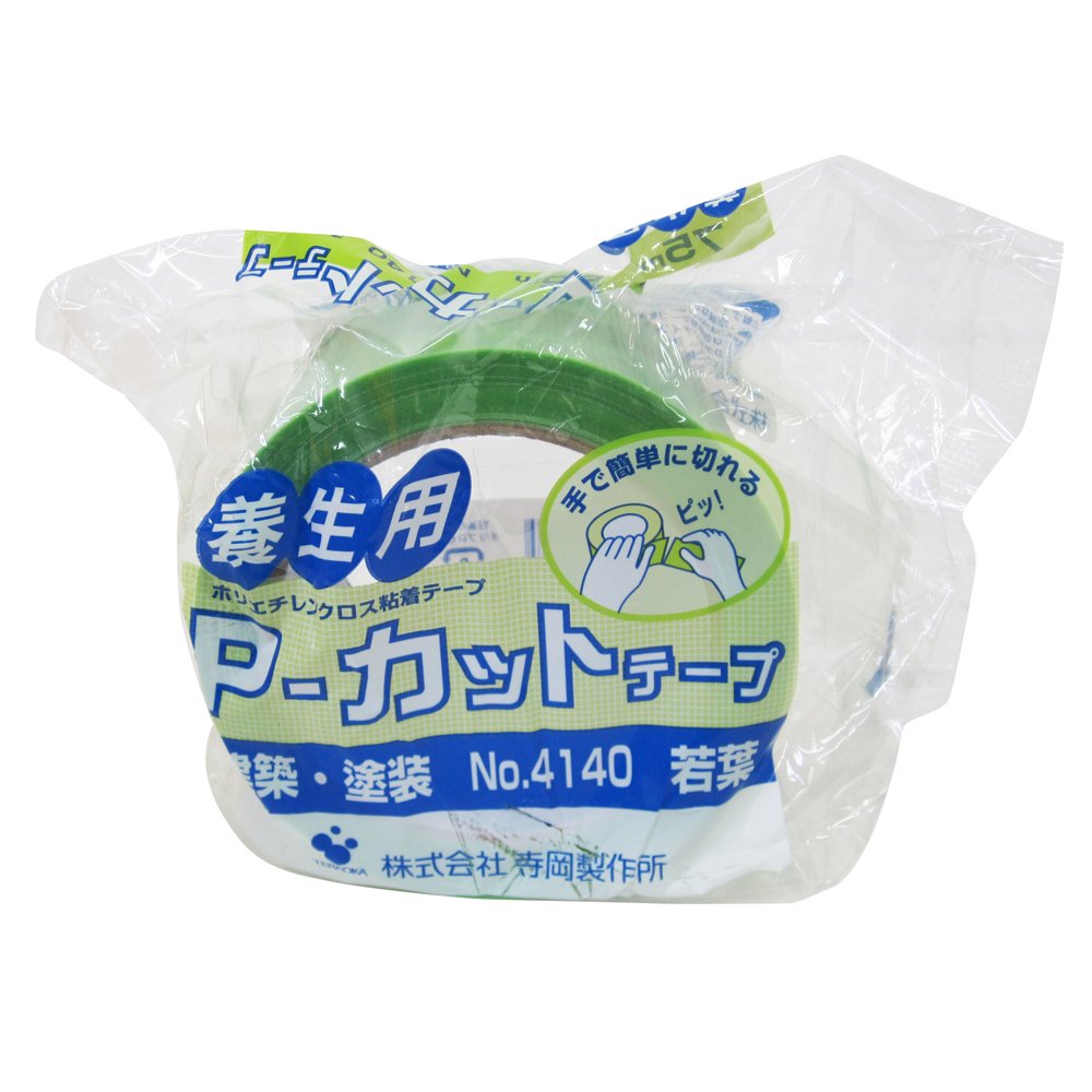 ◆商品名：寺岡製作所 TERAOKA NO.4140 Pカットテープ 建築・塗装養生テープ 若葉 75ミリX25M【商品説明】 一段と手で切り易く、テ-プの切断面がきれいなテープです。よくつき、はがれ