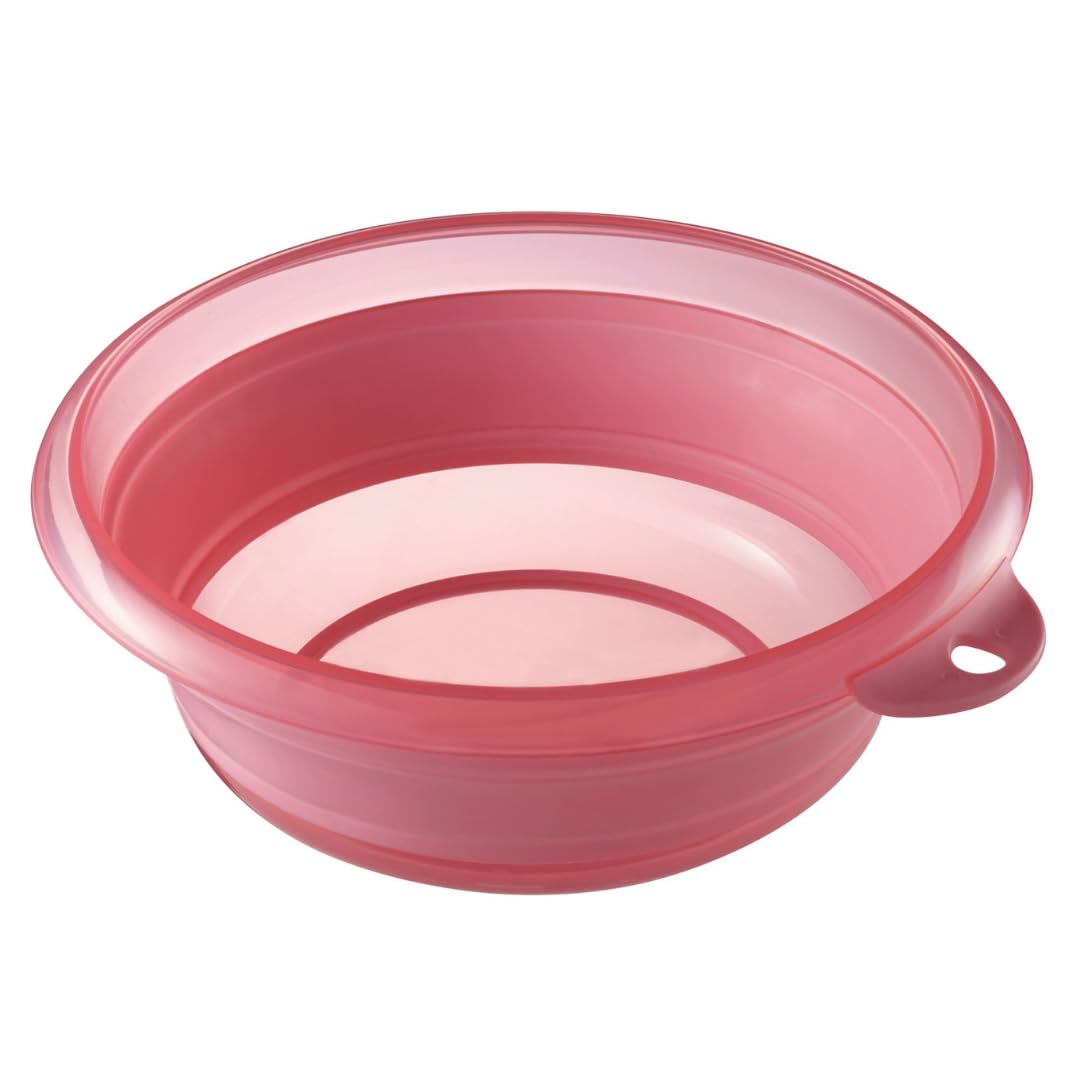◆商品名：伊勢藤(ISETO) 湯おけ ソフト湯おけ ピンク 2.5L 幅25.3×奥行27.4×高さ3.3~9.2cm 日本製 折りたたみ 耐熱100℃ 折りたたみ 吊り下げ 耐