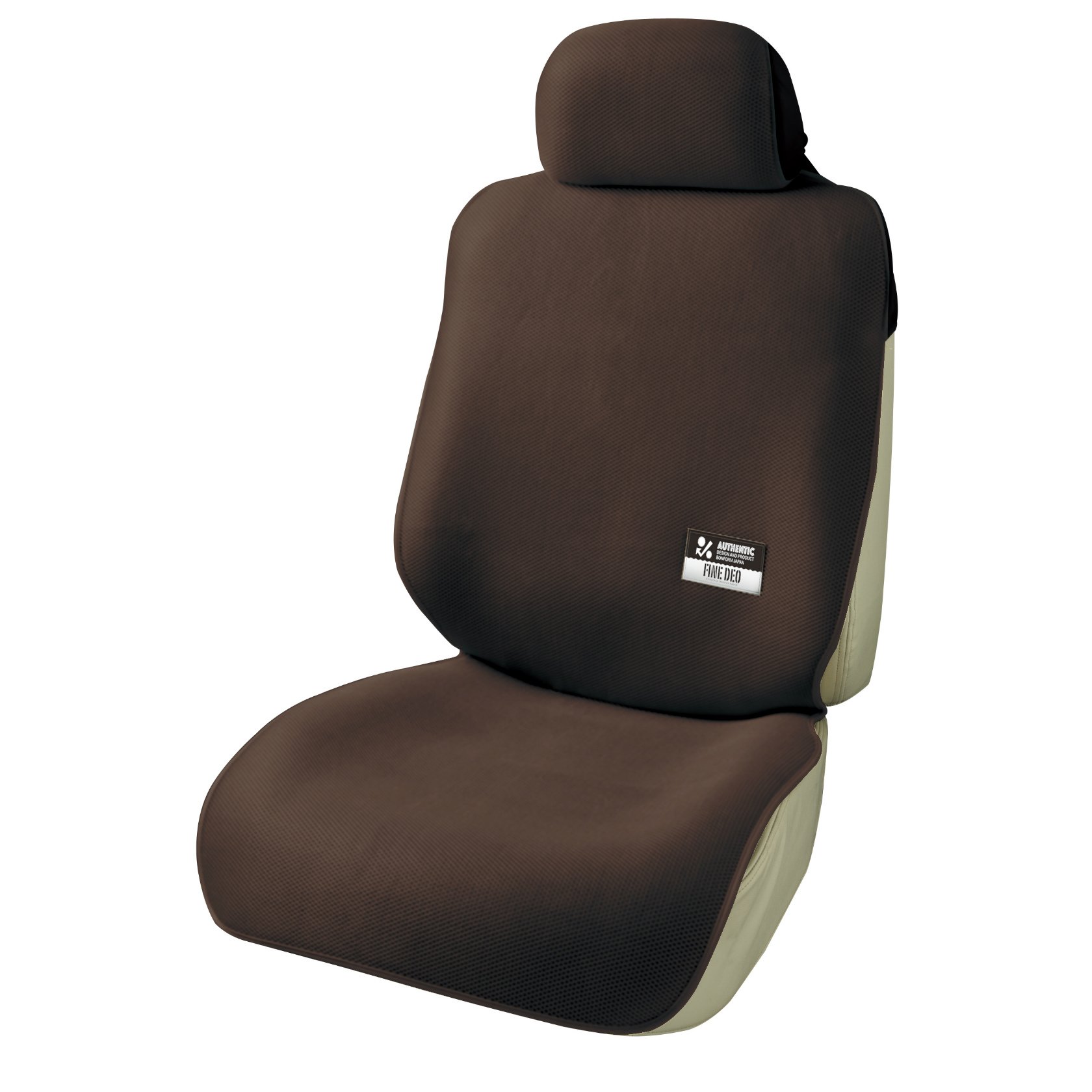 ◆商品名：ボンフォーム(BONFORM) シートカバー ファインデオ 軽/普通車 フロント1枚 消臭・抗菌 取付簡単 丸洗いOK フロント-1 ブラウン 4023-10BR
