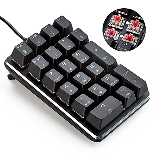 ◆商品名：テンキーボード メカニカル式テンキーパッド 21キーテンキーパッド 5000万回高耐久 USB接続 ブラック Windows Mac 対応(赤軸)