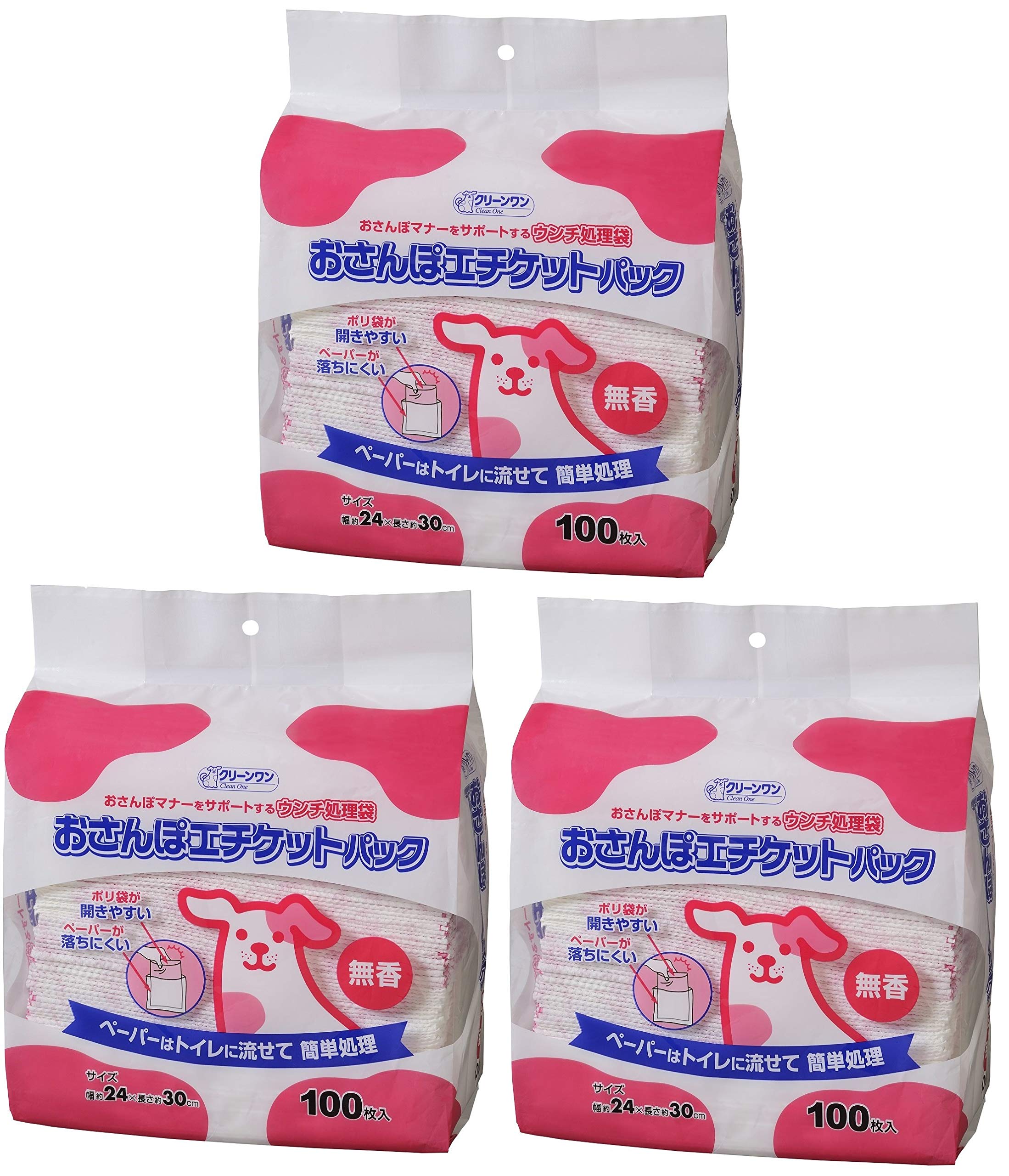 ◆商品名：クリーンワン おさんぽエチケットパック 無香 100枚入×3個 (まとめ買い)