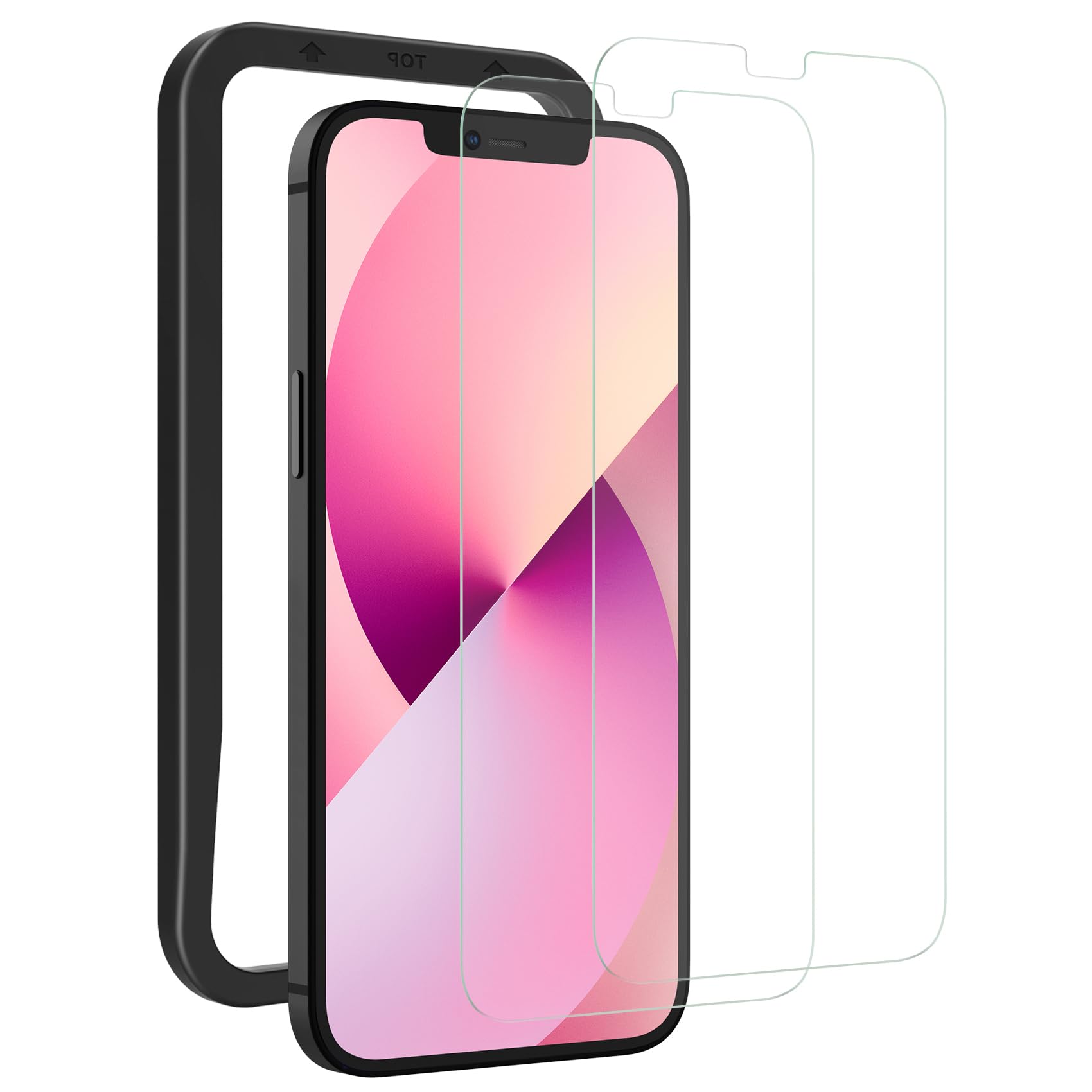 ◆商品名：NIMASO ガラスフィルム i Phone 13 mini/12 mini 用 強化 ガラス 保護 フィルム i Phone 13 ミニ/12 ミニ 対応 ガイド枠付き 2枚入り NSP2