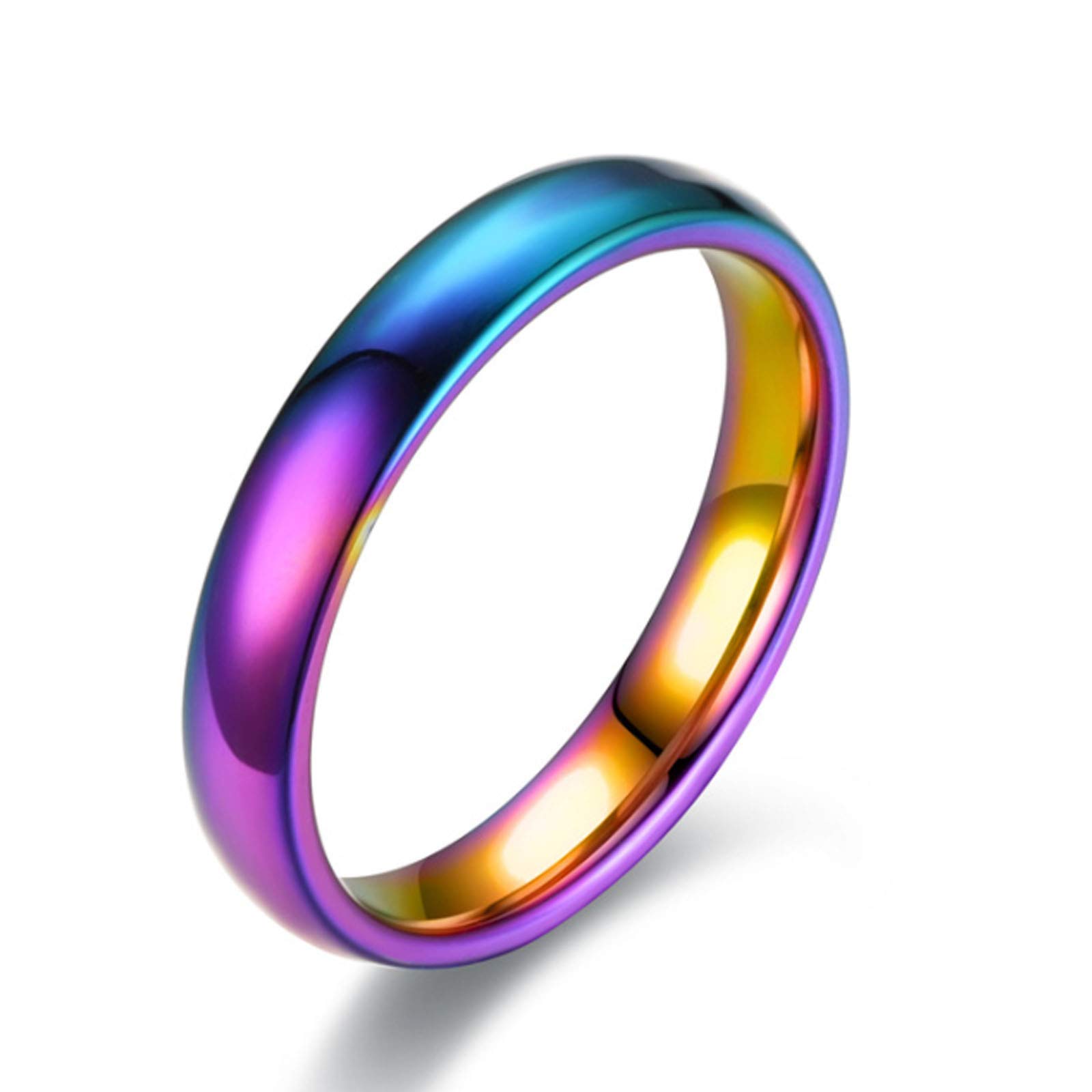 Moiom リング 細め ステンレス 指輪 レディース 人気 ゆびわ 贈り物 アクセサリー シンプルおしゃれ ファッション (虹-4mm, 25)