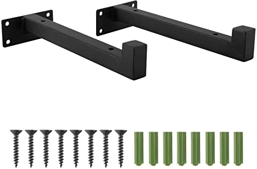 ◆商品名：8MILELAKE 棚受け2本セット 壁掛け棚受L型 金具 スペース節約DIY 木の板 ブラケット耐荷重30kg 黒 ビス付 (30cm)
