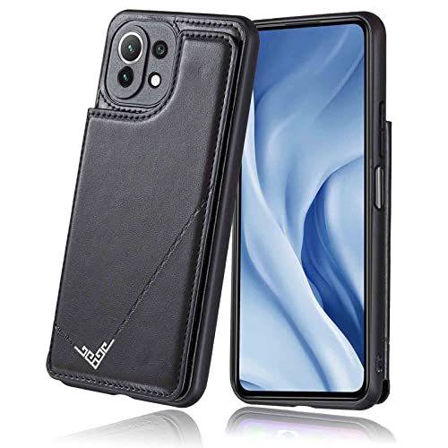 ◆商品名：【 Viesa 】 背面カバー ケース手帳型 Xiaomi Mi 11 Lite 4G/5G 対応 XIAOMI ランヤード付 背面型ケース （ ブラック ） 美しい、軽？薄