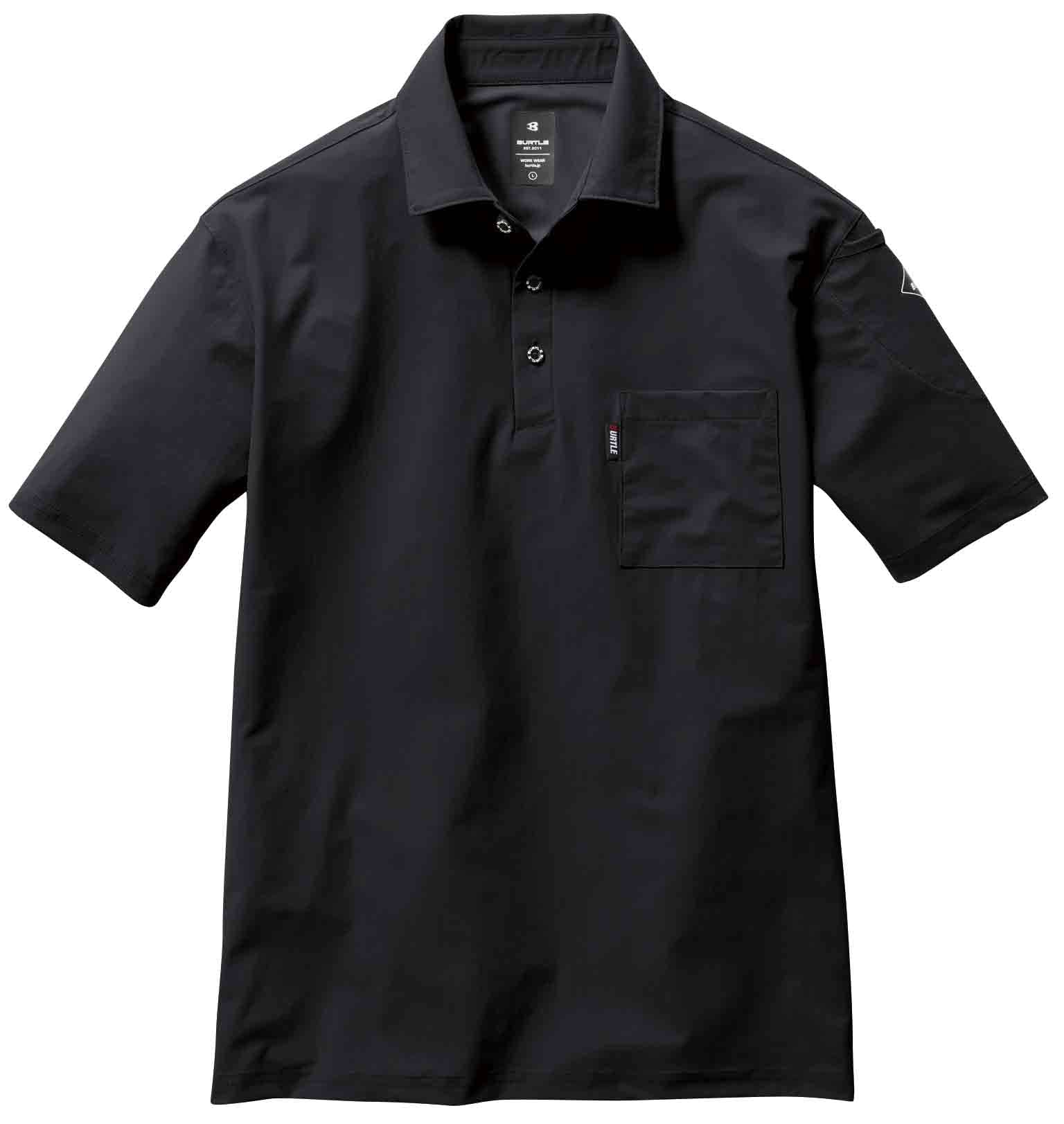 ◆商品名：BURTLE バートル 半袖シャツ(ユニセ ックス) 春夏用 ブラック 237 35 L□ストレッチナイロンのドライなクールタッチ機能素材がいかなるハードワーク時も快適なフィッティングを約束