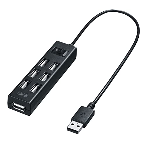 ◆商品名：サンワサプライ USB2.0ハブ（7ポート・ブラック） USB-2H702BKN説明●超コンパクトに7ポート装備したUSB2.0 7ポートハブです。 ●全ポートまとめてオン・オフできるスイッ