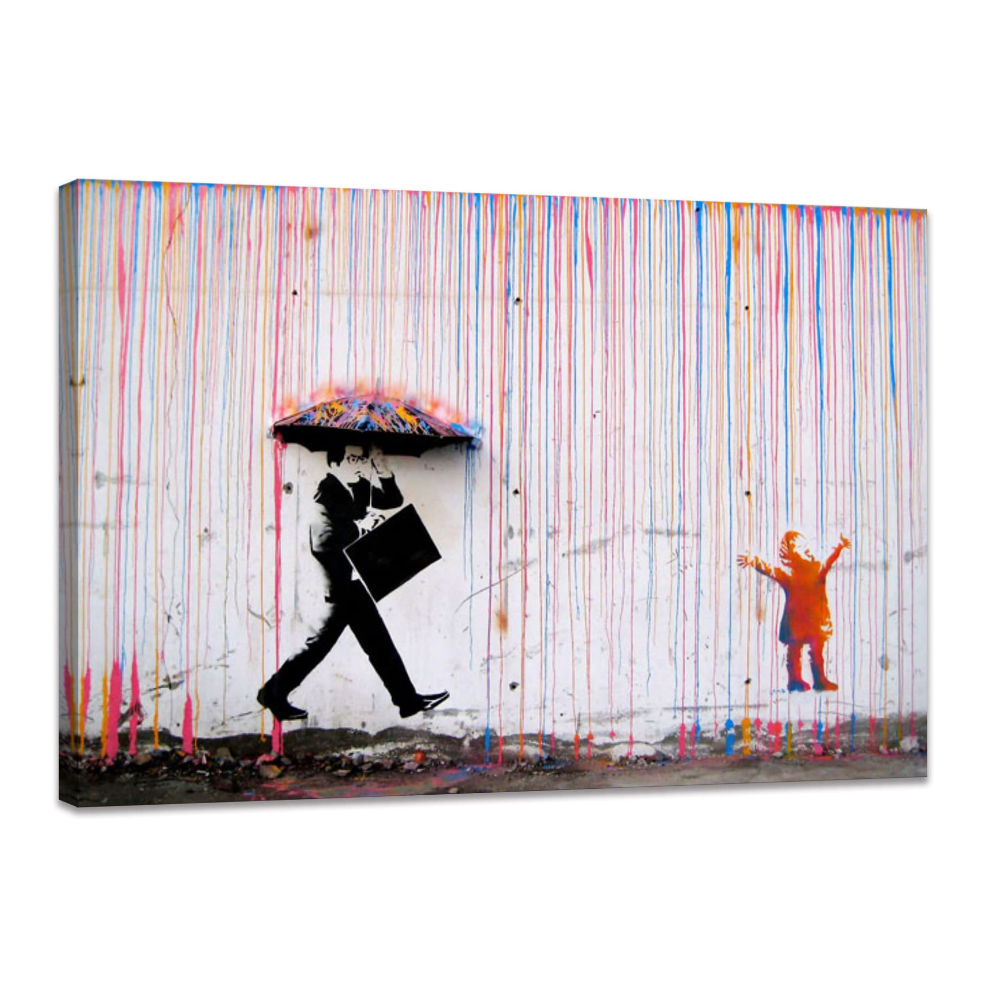 ◆商品名：バンクシー ポスター アートパネル 多彩な雨 絵画 写真 壁掛け 部屋飾り 背景絵画 寝室、お風呂、オフ ィス、バー 玄関装飾用絵画 木枠付