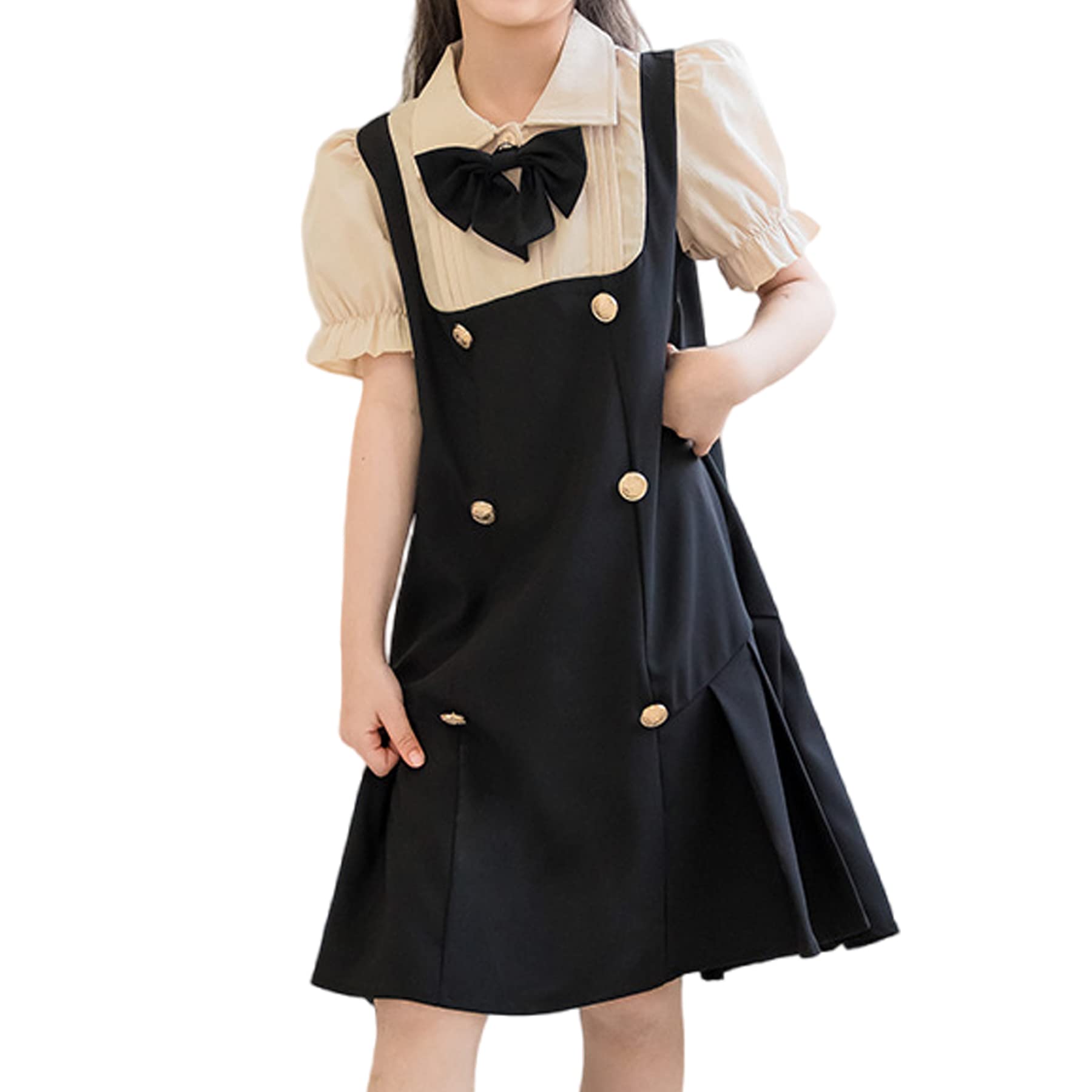 ◆商品名：YY-Natuhi 子供服 女の子 ワンピース ドレス サロペット スカート 半袖 重ね着風 リボン キッズ ガールズ チュニック フォーマル 120-1