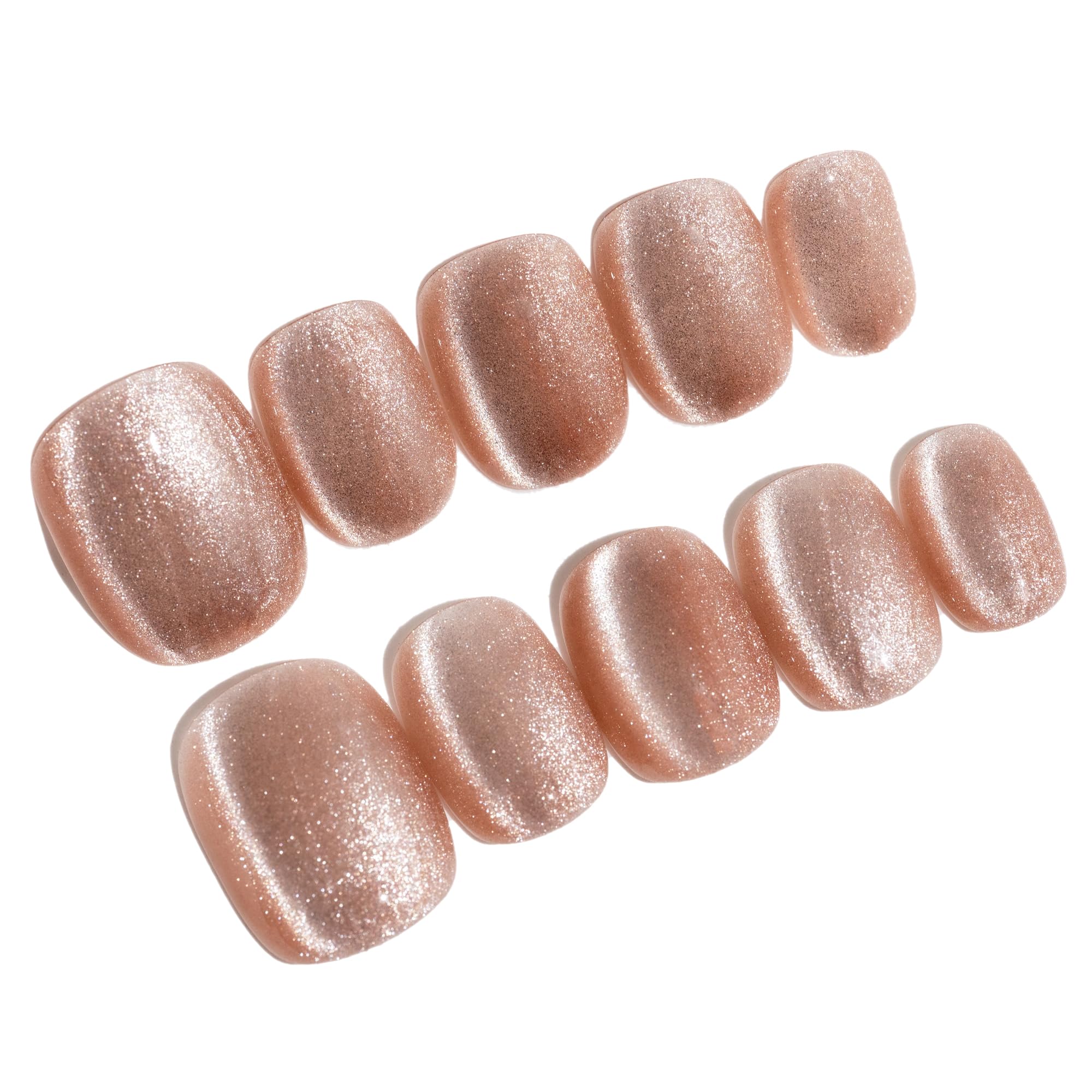 Sun＆Beam Nails 手作り ネイルチップ ショート 短め ラウンド 無地 肌色 ベージュ キャットアイ マグネット 人気 おしゃれ 可愛い 付け