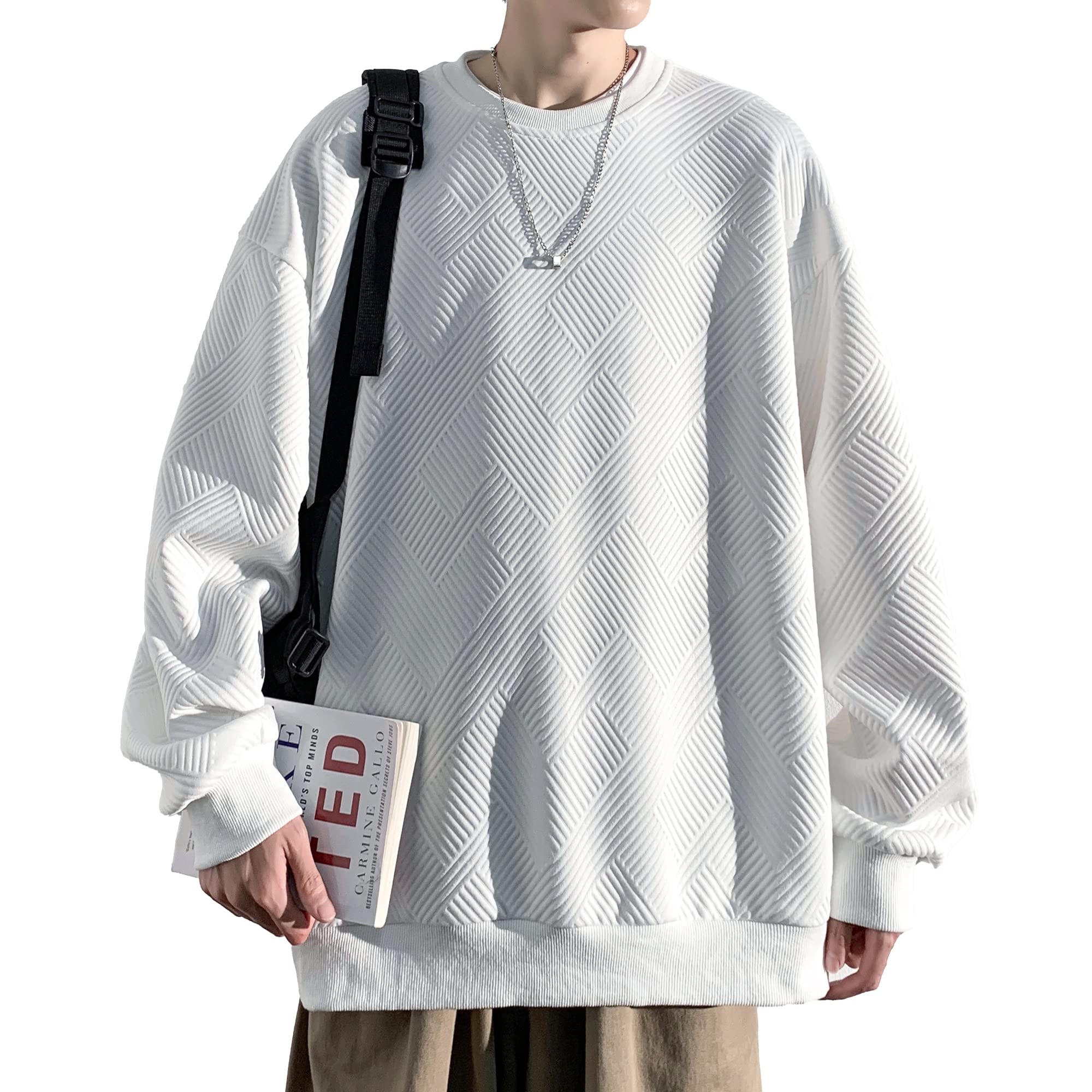 ◆商品名：Culeevp トレーナー メンズ 長袖 大きいサイズ 無地 ワッフル 秋服 冬服 パーカー メンズ 白2XL