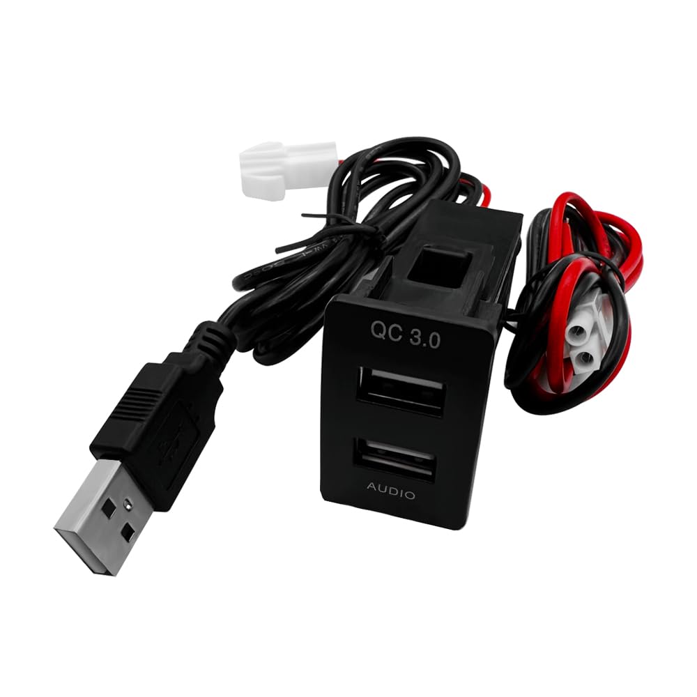 ◆商品名：LONNIK ホンダ車系用 USBポート+オーディオパーツ 5V/2.4A 9V/1.67A 12V/1.3A USB車の充電器 アダプター QC3.0 急速充電 LED点灯機能付 (