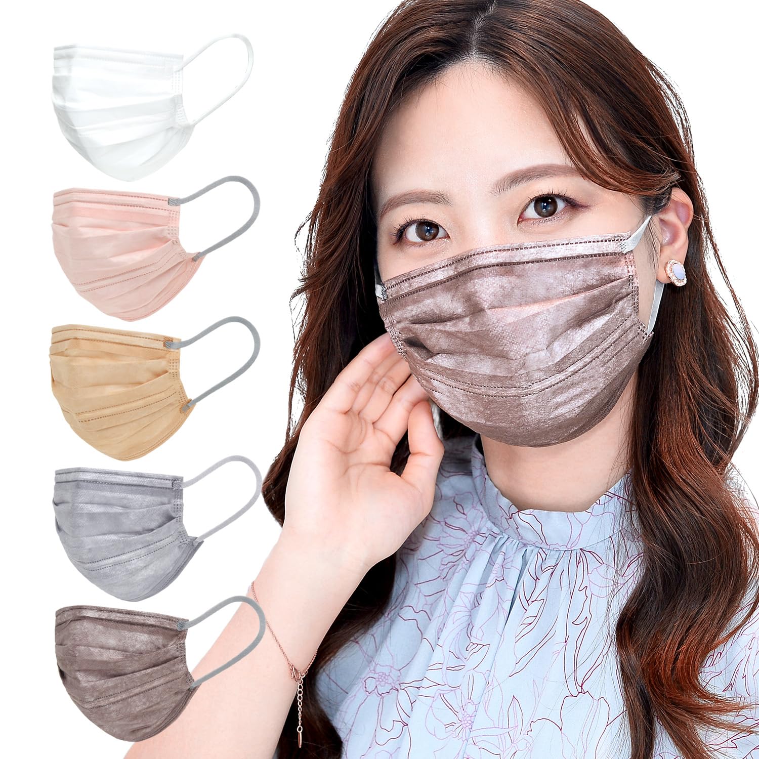 ◆商品名：レック 日本製 Wワイヤー 不織布 マスク MIYABI (ローズブラウン 30枚入) ふつうサイズ 175？90mm 紐グレー●国産の不織布マスク。日本国内工場のクリ ーンルームで生産して