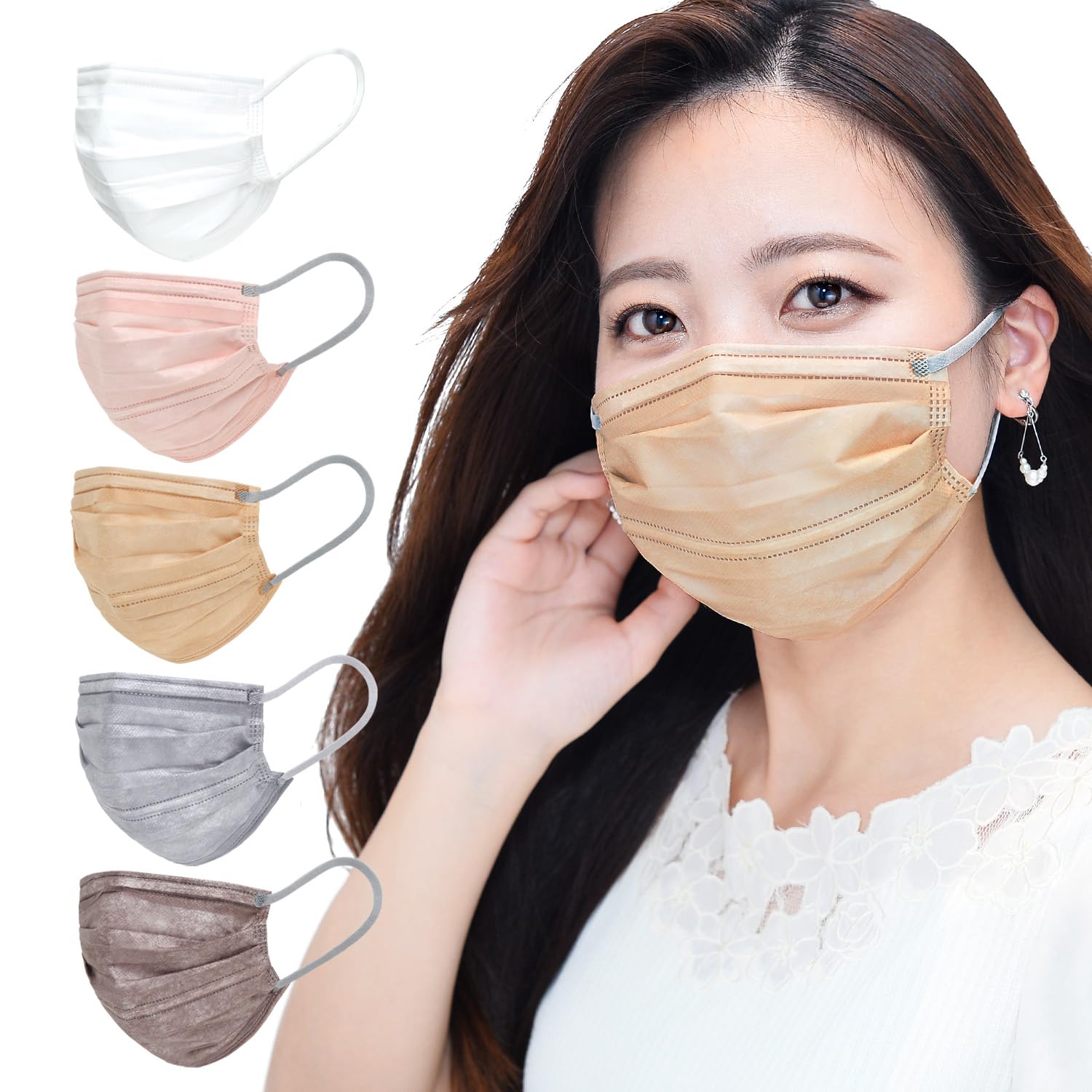 ◆商品名：レック 日本製 Wワイヤー 不織布 マスク MIYABI (ダリアベージュ 30枚入) ふつうサイズ 175？90mm 紐グレー●国産の不織布マスク。日本国内工場のクリ ーンルームで生産して
