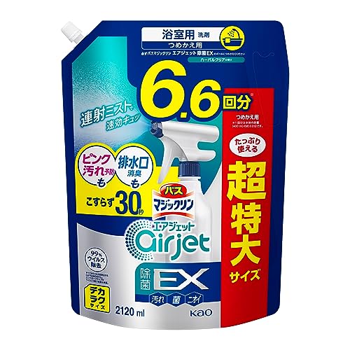 ◆商品名：【大容量】バスマジックリンエアジェット 除菌EX デカラクサイズ ピンク汚れ予防も排水口消臭もこすらず30秒 ハーバルクリアの香り 詰替