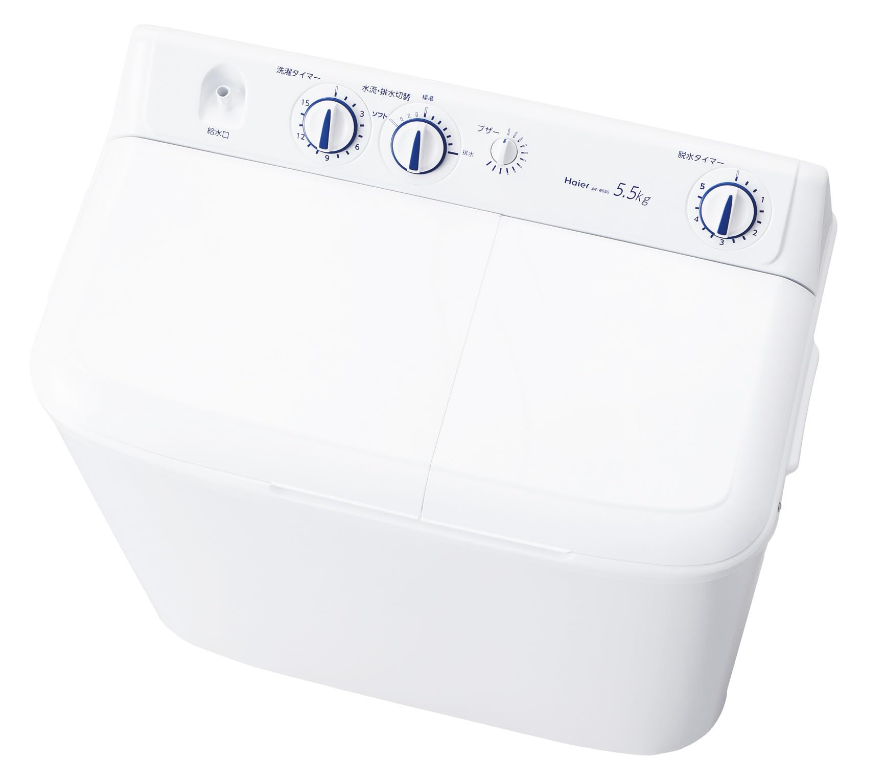 ◆商品名：ハイアール(Haier) 洗濯 機 JW-W55G(W) 洗濯容量5.5kg 2槽式洗濯 機 ステンレス脱水槽 本体幅77センチ すすぎ水位調整 二層 二槽 2層