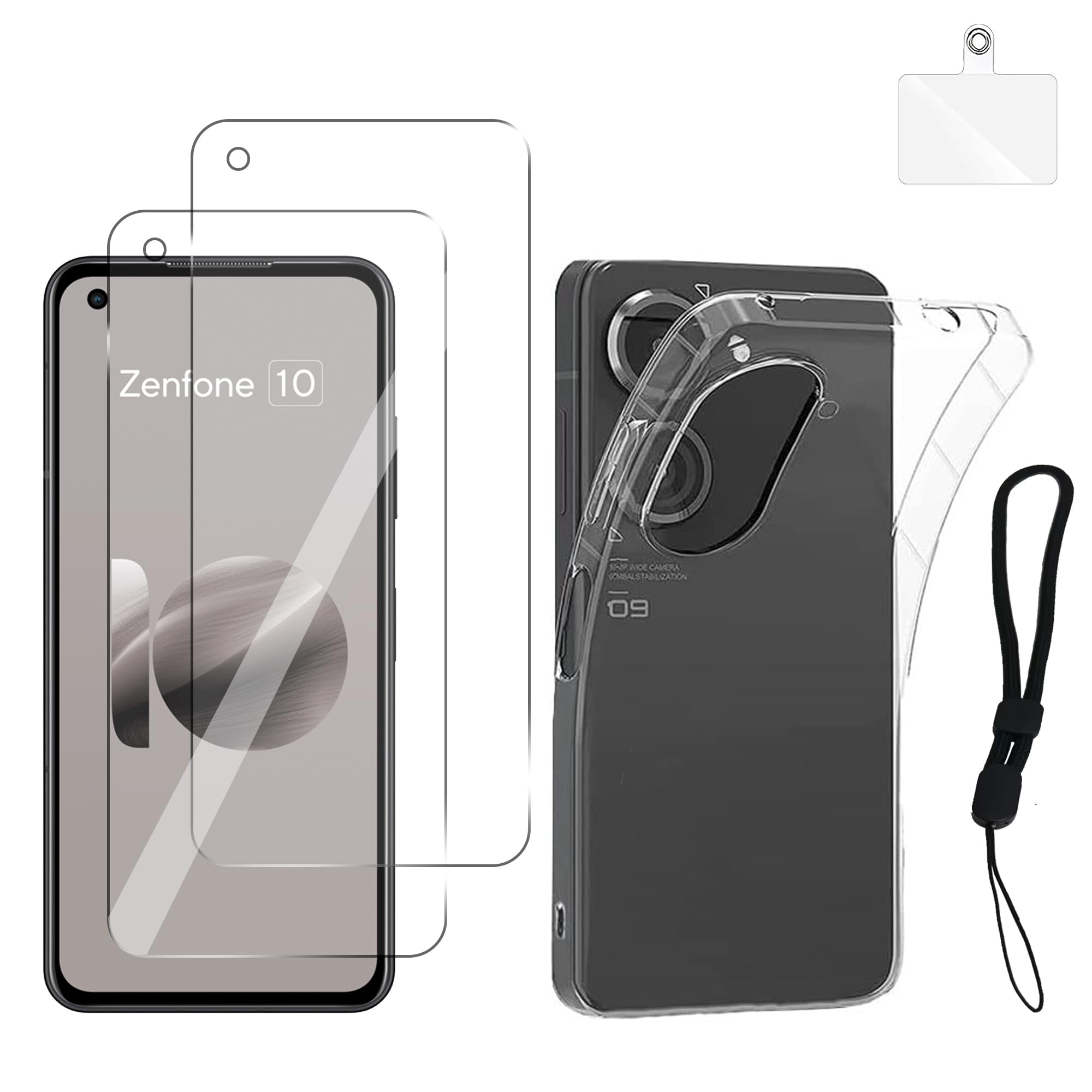 ◆商品名：【2枚セット Zenfone 10 AI2302 用の ガラス フィルム + ケース カバー クリア】 液晶保護 フィルム 硬度9H 日本製素材旭硝子製 耐衝撃 +