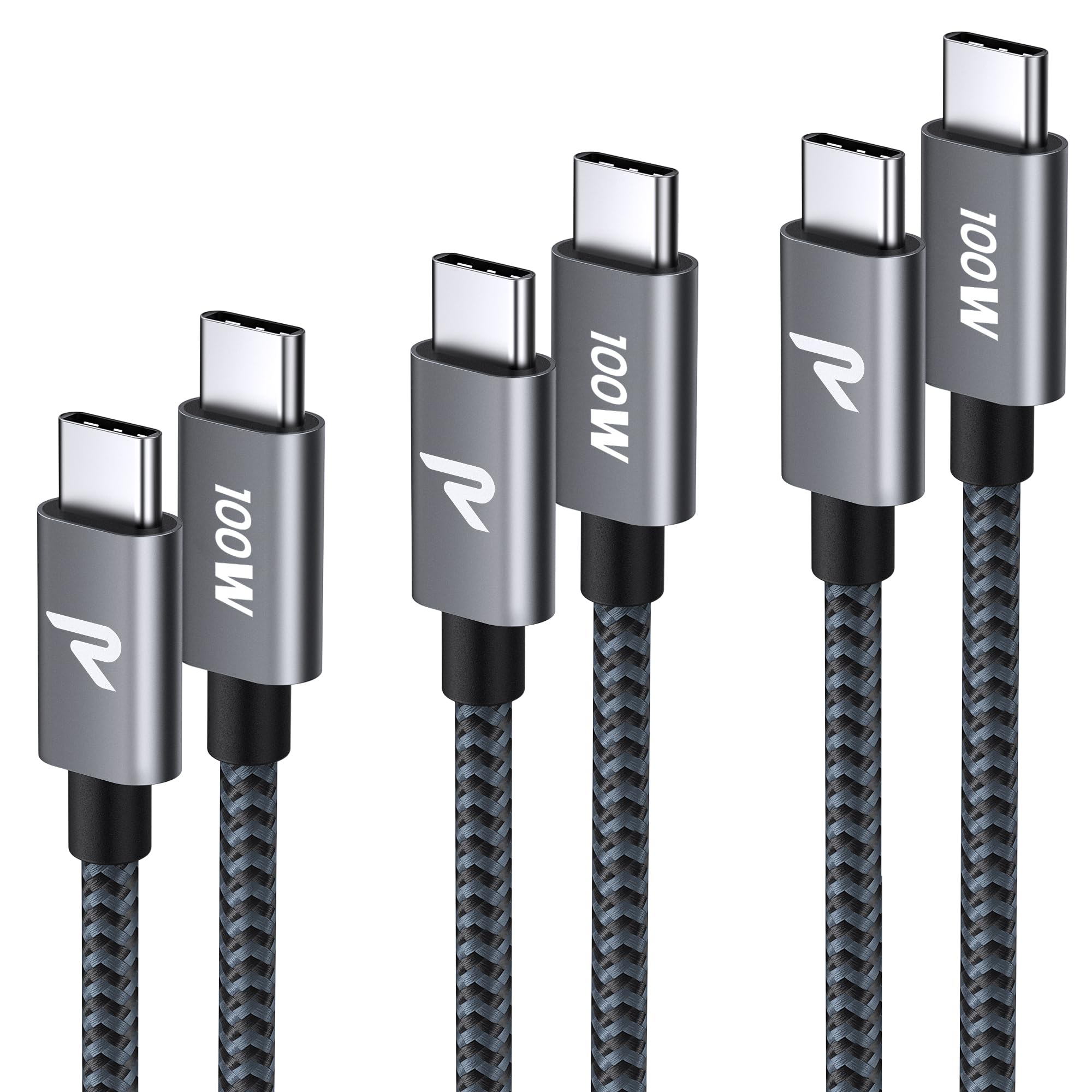 ◆商品名：【3本セット 1m+1m+2m】RAMPOW USB C ケーブル PD3.0対応 100W/5A 超高速充電 USB-C ＆ USB-C ケーブル データ転送 断線防止 高耐久ナイロ