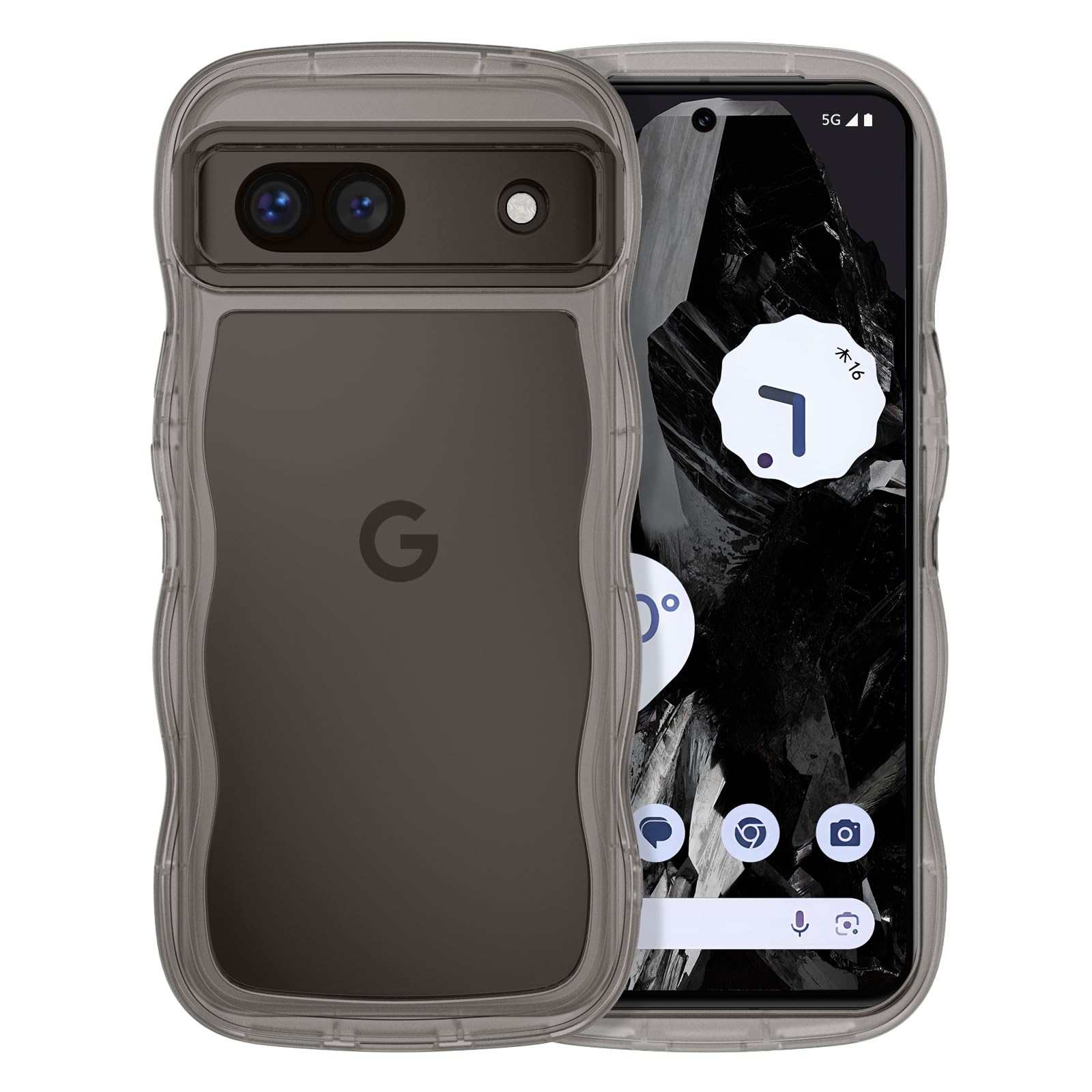 ◆商品名：GUAGUA Google Pixel 8A ケース クリア ウェーブ ピクセル 8a ソフト TPU うねうね 透明黒 ケース マツと感 人気 韓国 耐衝撃 超軽量 薄
