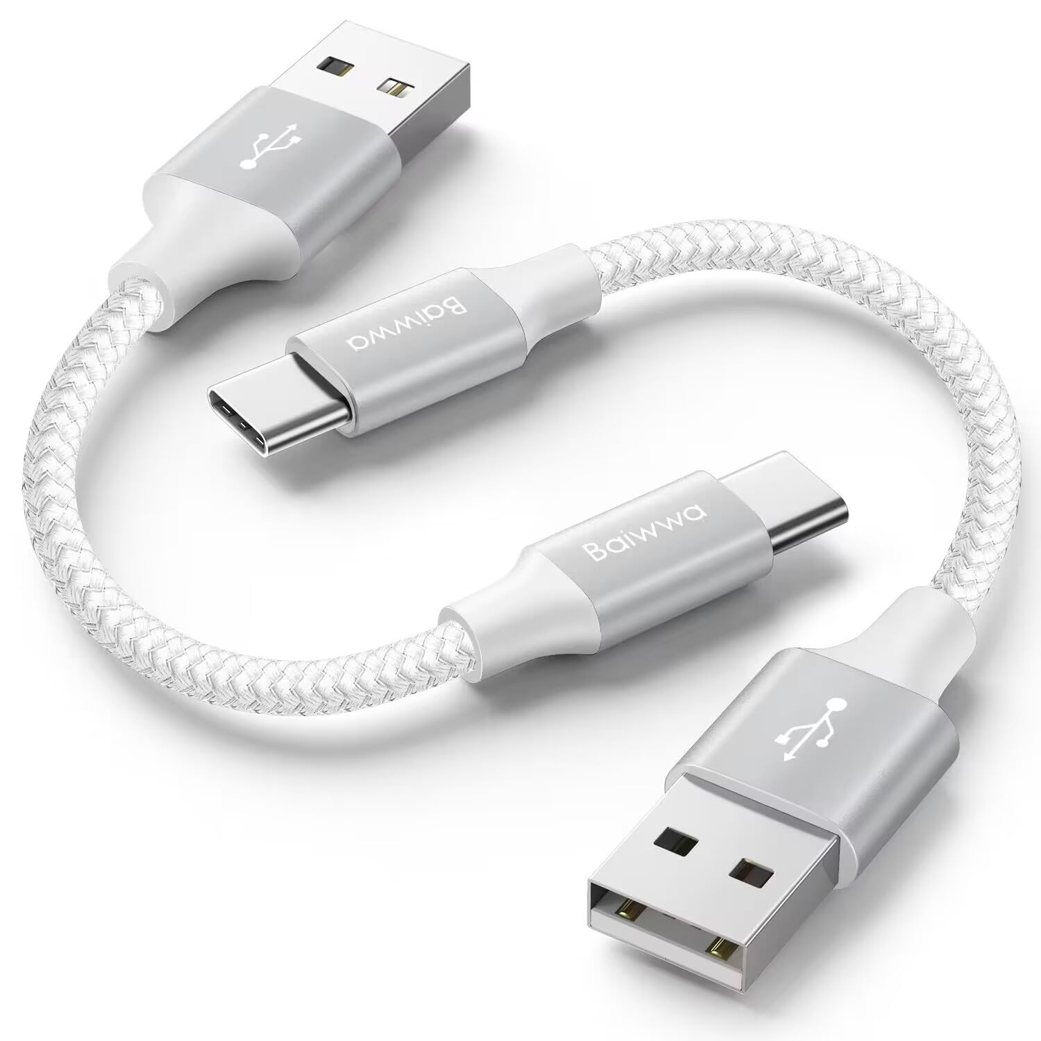 ◆商品名：Baiwwa USB Type C ケーブル 短い/白【0.3m 2本】USB-A to USB-C 急速充電 ケーブル QC3.0対応 タイプC ケーブル 高速データ転送 コード